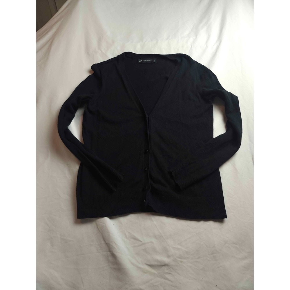 New York & Co Cardigan Womens Large Black Librarian Chic Minimalist Office Siren